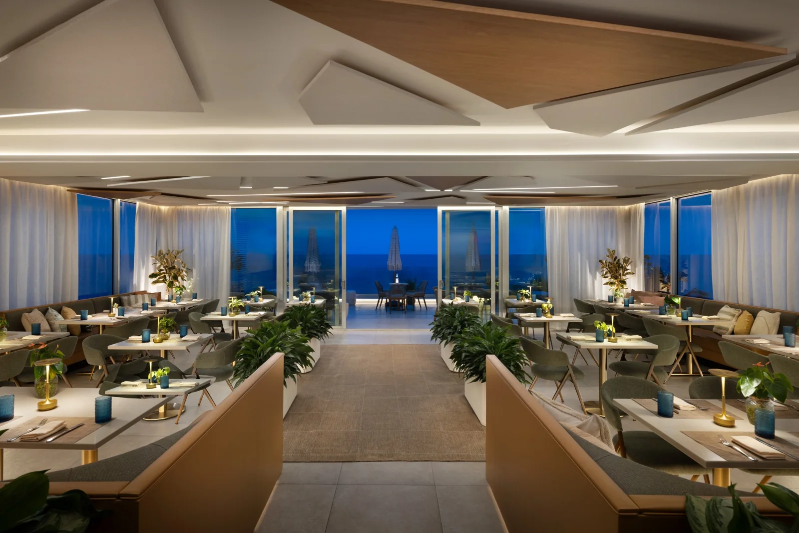 Private event room arranged for dining at Kalypso Beach